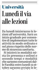L'articolo su L'Unione Sarda del 2 ottobre 2020 a pagina 19