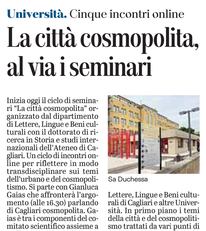 L'articolo su L'Unione Sarda del 23 ottobre 2020 a pagina 23