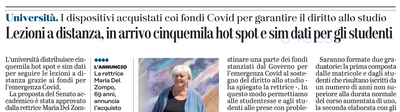 L'Unione Sarda del 29 ottobre 2020 a pagina 19