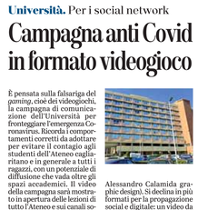 L'articolo su L'Unione Sarda del 3 novembre 2020 a pagina 23