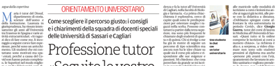 L'articolo all'interno dello speciale Scuola&eacute;Lavoro de La Nuova Sardegna del 19 novembre 2020