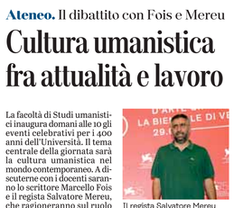 L'articolo su L'Unione Sarda del 3 dicembre 2020 a pagina 21