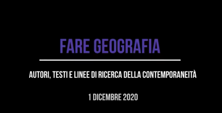 FARE GEOGRAFIA incontro del 1 dicembre 2020