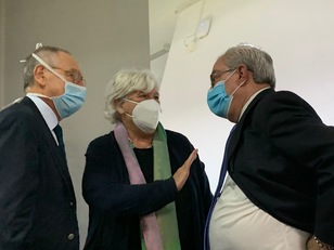 Giorgio La Nasa, Maria Del Zompo e Francesco Marongiu in occasione della lezione di saluto del professor Marongiu (Aula Boscolo, Cittadella universitaria di Monserrato)