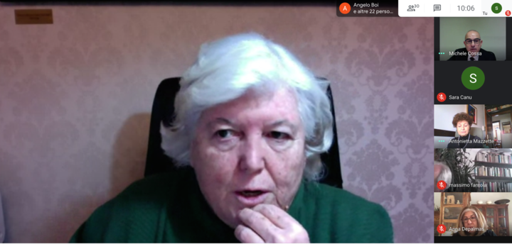 Un momento della conferenza stampa con l'intervento di Maria Del Zompo, Rettore di UniCa