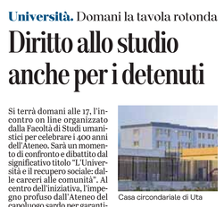 La notizia su L'Unione Sarda del 20 gennaio 2021 a pagina 17