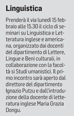 La notizia su L'Unione Sarda del 4 febbraio 2021 a pagina 25