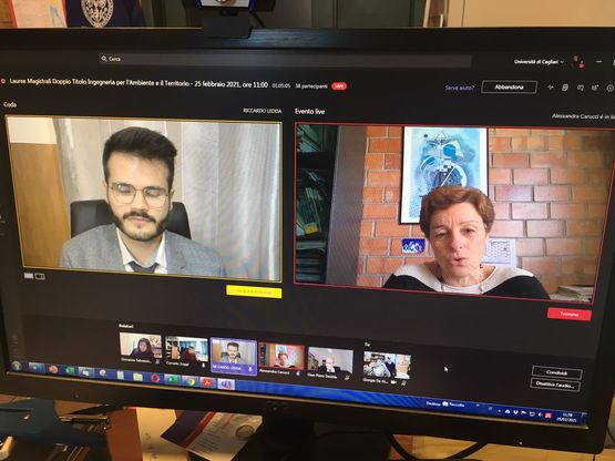 Riccardo Ledda e Alessandra Carucci durante la seduta di laurea on line