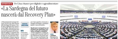 L'intervista a Riccardo De Lisa su L'Unione Sarda del 12 marzo 2021 a pagina 9