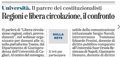 La notizia su L'Unione Sarda del 24 marzo 2021 a pagina 9