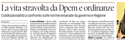 L'articolo su La Nuova Sardegna del 26 marzo 2021 a pagina 4
