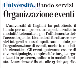 La notizia su L'Unione Sarda del 26 marzo 2021 a pagina 15