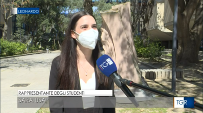 Sara Usai, rappresentante degli studenti, durante l'intervista rilasciata al TG Leonardo