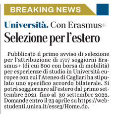 La notizia su L'Unione Sarda del 18 aprile 2021 a pagina 26