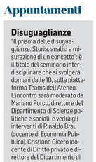 La notizia su L'Unione Sarda del 21 aprile 2021 a pagina 21