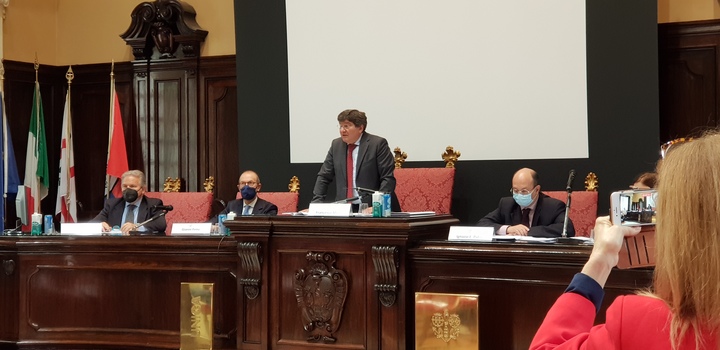 Un momento della conferenza stampa di questa mattina