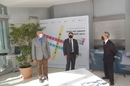 L'inaugurazione della mostra Universit&agrave; e Spazio con il Rettore Francesco Mola, il presidente della facolt&agrave; Corrado Zoppi e il coordinatore del comitato scientifico per le celebrazioni della facolt&agrave; Francesco Ginesu