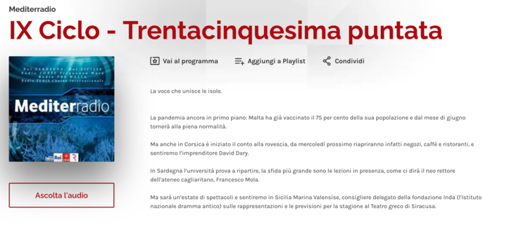 Mediterradio, la trasmissione in onda sulle frequenze di Rai Sardegna