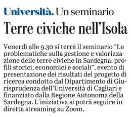 La notizia su L'Unione Sarda del 9 giugno 2021 a pagina 15
