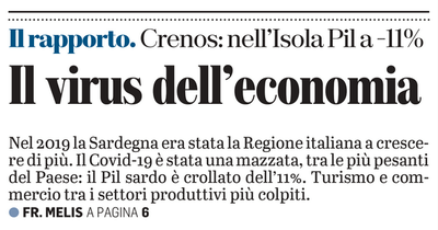 Il richiamo sulla prima pagina de L'Unione Sarda del 19 giugno 2021