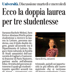 La notizia su L'Unione Sarda del 19 luglio 2021 a pagina 14