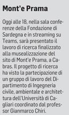 La notizia su L'Unione Sarda del 28 luglio 2021 a pagina 17