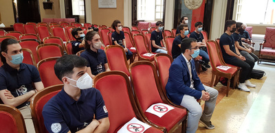 Gli studenti presenti all'incontro nell'aula magna del rettorato