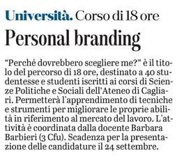 La notizia su L'Unione Sarda del 18 settembre 2021 a pagina 15