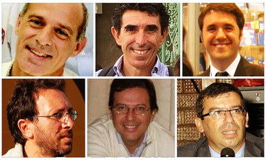 Da sinistra, in alto: Elio Acquas, Daniele Cocco e Luca Saba. In basso: Paolo Ruggerone, Nicola Tedesco e Antonello Mura