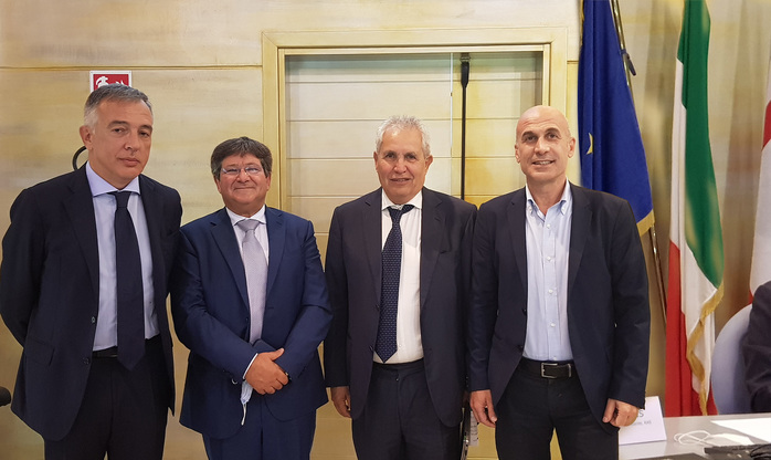 Da sinistra: Fabrizio Pilo, Francesco Mola, Mario Porcu e Giorgio Graditi al termine della prima giornata del workshop