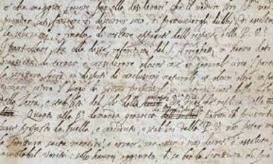 Uno stralcio della lettera "ritrovata" di Galileo