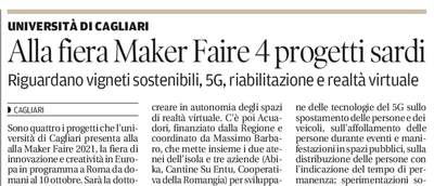 L'articolo su La Nuova Sardegna del 7 ottobre 2021 a pagina 12