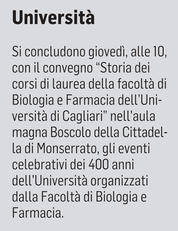 La notizia su L'Unione Sarda del 10 ottobre 2021 a pagina 21