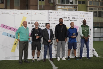 Da sinistra, Manolo Carta, Francesco Mola, Joao Pedro, Matteo Fraschini e David Suazo