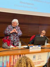 Maria Del Zompo, gi&agrave; rettrice dell'ateneo di Cagliari, con il professorZuddas