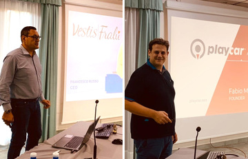 Arborea. Gli interventi di Francesco Russo (a sinistra, Vestis) e Fabio Mereu (Playcar)