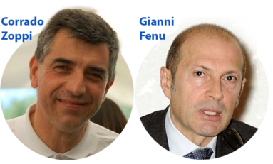 i docenti di UniCa Corrado Zoppi (Presidente della Facolt&agrave; di Ingegneria e Architettura) e Gianni Fenu (Delegato del rettore per l&rsquo;ICT)