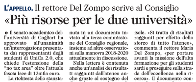 L'UNIONE SARDA del 29 novembre 2017