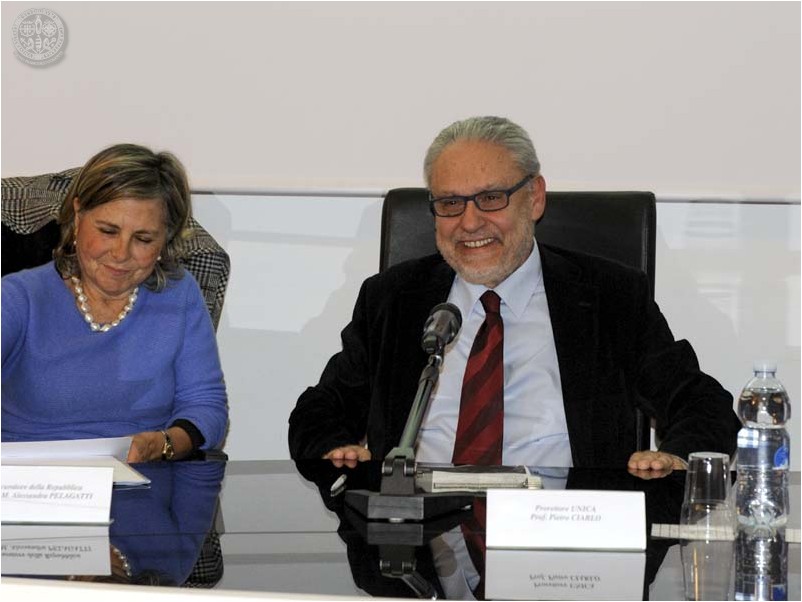 Pietro Ciarlo, Prorettore per la semplificazione e innovazione amministrativa, accanto ad Alessandra Pelagatti, Procuratore della Repubblica di Cagliari