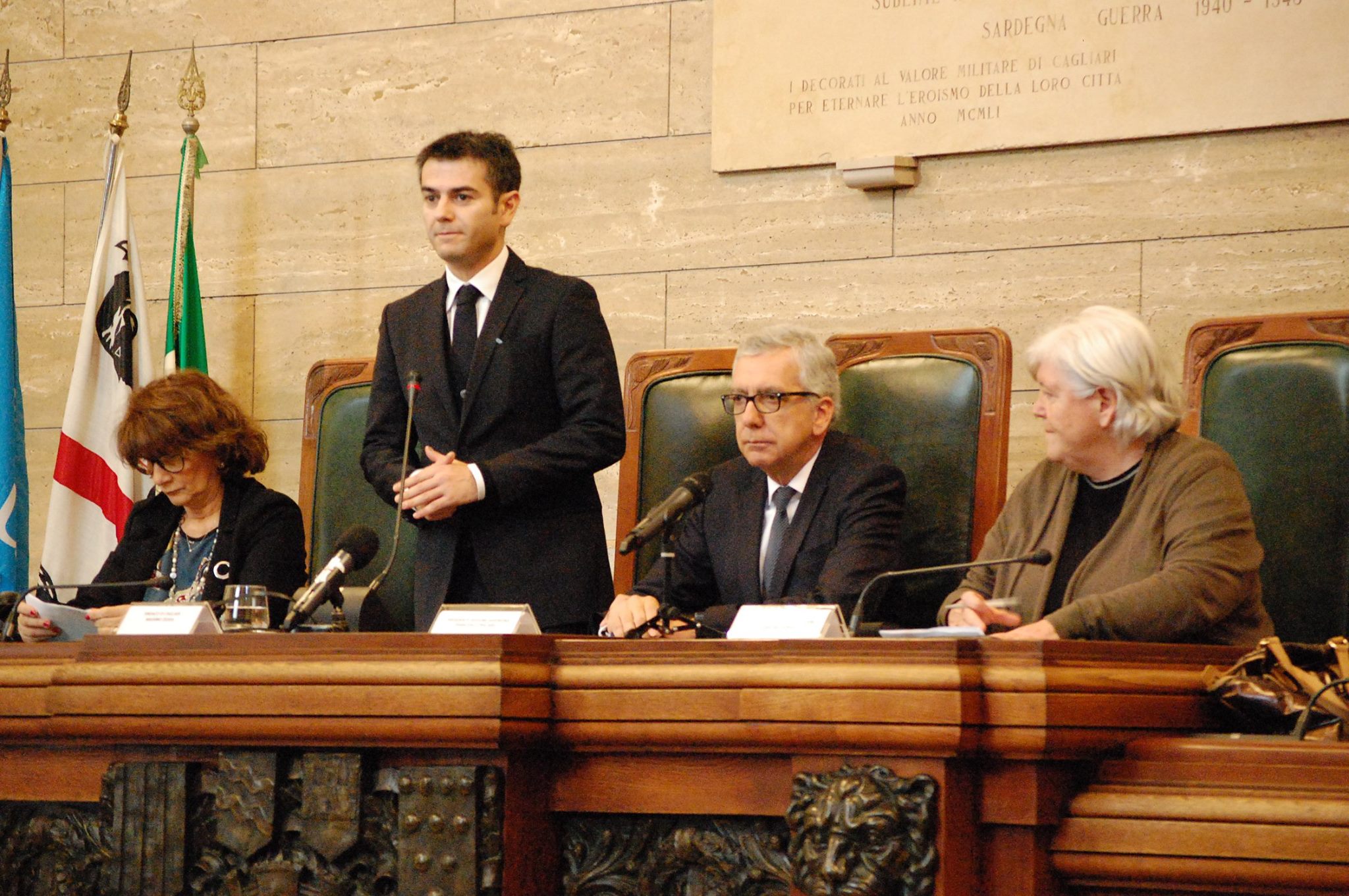 Il Prefetto Costantino, il Sindaco Zedda, il Presidente della Regione Pigliaru e Il Rettore