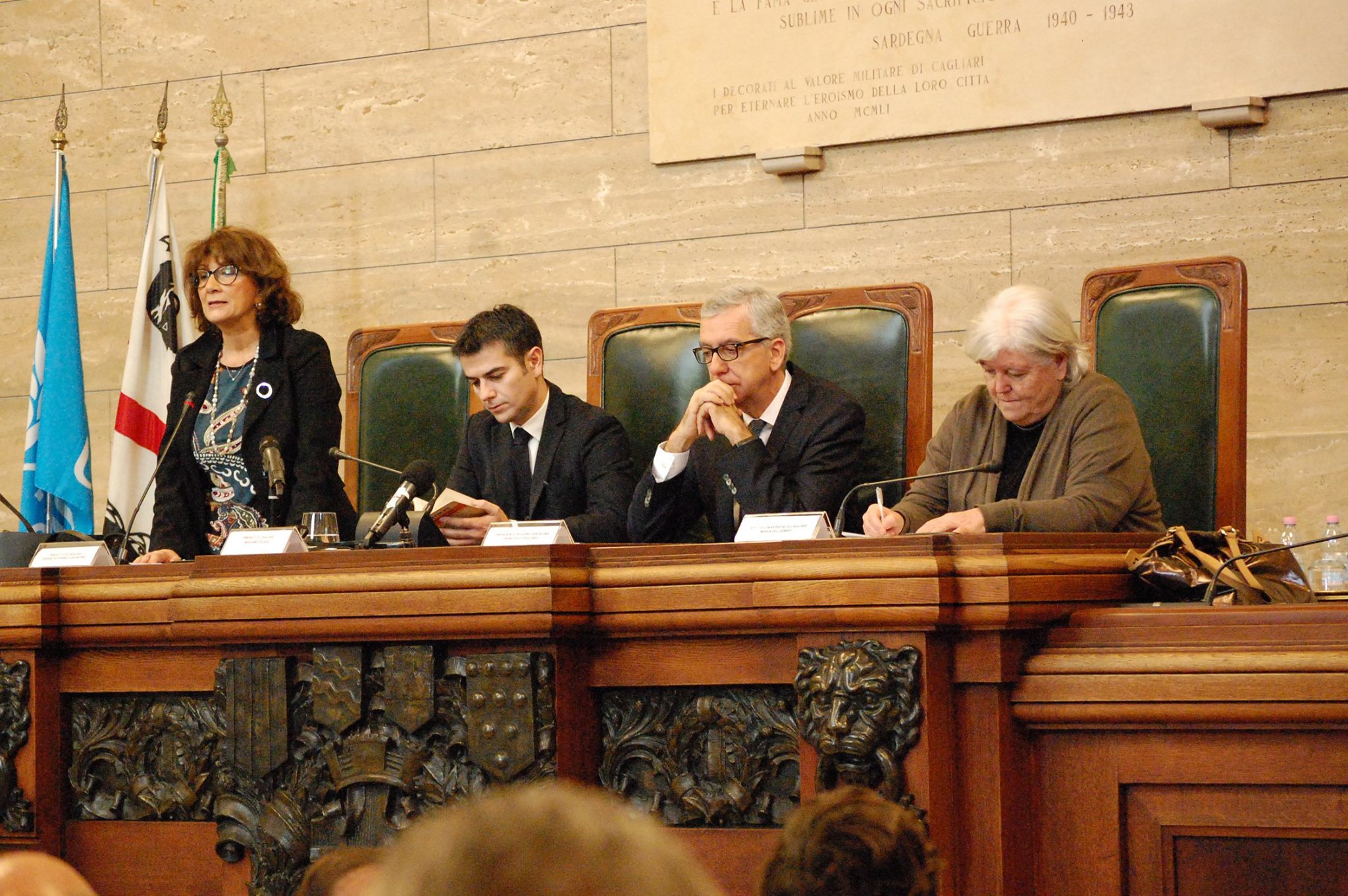 Il Prefetto Costantino, il Sindaco Zedda, il Presidente della Regione Pigliaru e Il Rettore