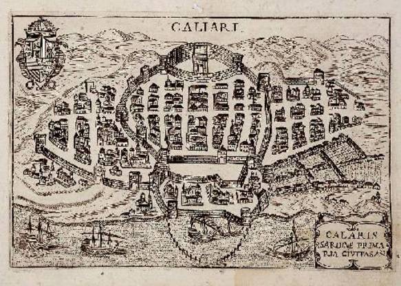 Antica pianta della citt&agrave; di Cagliari