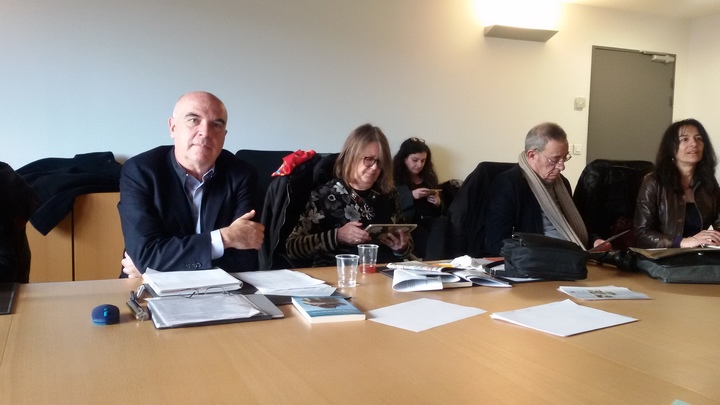 Giornata di studi su Giulio Angioni, da sinistra: Felice Tiragallo, Marinella Lorinczi, Maurizio Virdis, Giuliana Pias