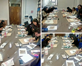 I ragazzi del laboratorio a lavoro