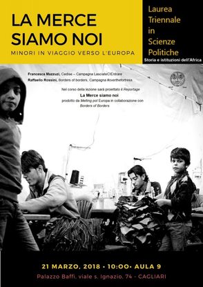 Locandina seminario La merce siamo noi. Minori verso l'Europa.